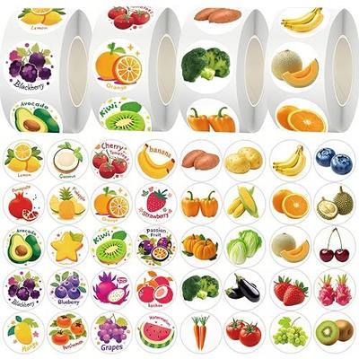 2000Pcs Fruit Vegetable Stickers for Kids Reward, 4 Rolls 40 Designs Colorful Food Sticker Label for Classroom Teacher Supplies, Envelope, Party Favors, Water Bottle, Laptop, Scrapbooking