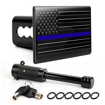 Trailer Hitch Cover with Lock, American Flag, 2 Inch Receivers | 5/8-Inch Pin Diameter, Heavy Metal, Compatible with Trailer Pickup SUV Trucks