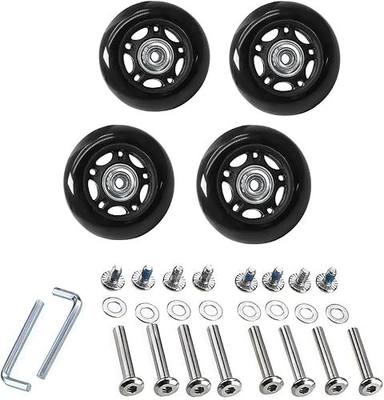 4 Pcs 64 x 18mm Luggage Suitcase Replacement Wheels, Rubber Swivel Caster Wheels Bearings Repair Replacement Parts for Carry-on Roller Bag, Suitcase Bag, Trolley Bag (64x18mm 4 Pcs)