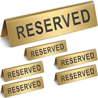 Reserved Table Signs Set of 6 - Gold Stainless Steel - Double Sided Tent Sign for Restaurants, Weddings, Events and Church Pews - Reusable Heavy Duty Metal - 6 x 1.6 in