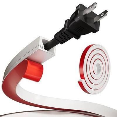 39" Silicone Cord Hider for 1 Cord, Self-Adhesive Side Buckle Wall Cord Cover, Flexible Cable Raceway for Wall Mounted TV, Home Office Desk Cable Management, White