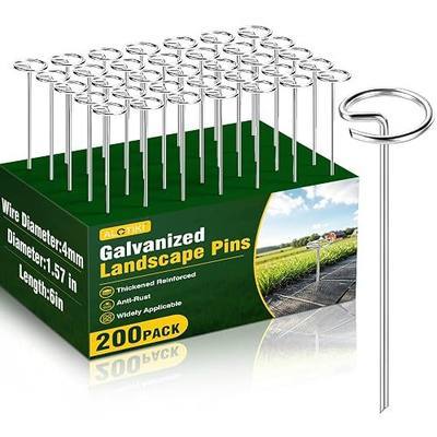 ALOTIKI Landscape Staples, 200 Pack 6 Inch Galvanized Landscape Fabric Stakes, Heavy Duty Garden Staples, Metal Weed Barrier Tent Stakes for Landscaping Pins, Lawn, Yard, Sod & Irrigation Tubing