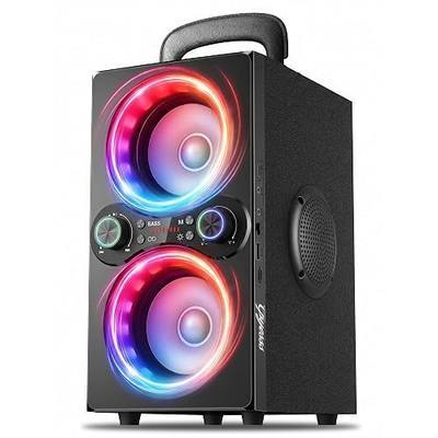 TPyesss Party Loud Bluetooth Speaker: 80W Peak Powerful Bass, Long Playtime, Vibrant Lights, Portable Wireless Speakers with TWS Pairing, Large Subwoofer for Outdoor, Garage & Home