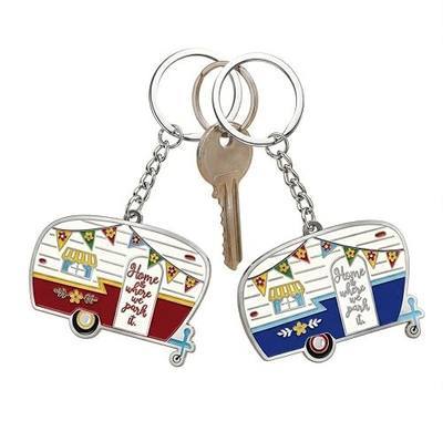 Camper Keychain Happy RV Keyring RV Keychain Couples Keychain Set Gifts for Men Women Camping Accessories 2 Pack