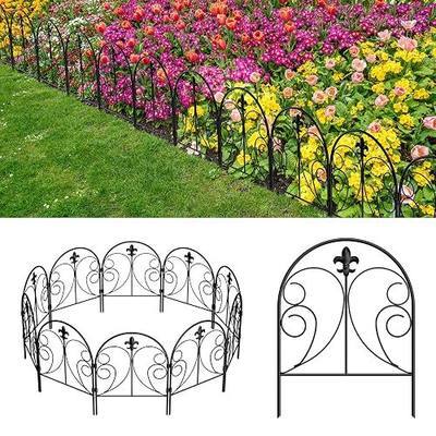 Decorative Garden Fence 10 Pack, Total 22in(H) x 10ft(L) | Rustproof Animal Barrier Fence for Yard, Dog Rabbits Wire Section Garden Edging Border for Yard Patio Garden, Arched