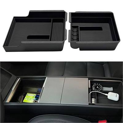 XL Center Console Organizer for Tesla Model Y Juniper YL & 3 Highland | 2026 2025 2024 Refresh Accessories 70% Extra Tray Smooth Sliding 2 PCS Stay Put Silicone Pad US Patent