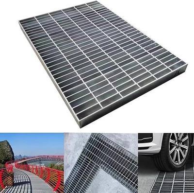 Galvanized Steel Drain Grate, Heavy Duty Outdoor Drain Cover,B125 Class Channel Grate,Rust-Proof Metal Sewer Grate,Silver Square Drainage Grate for NDS 12x12 in Catch Basin (2pcs)