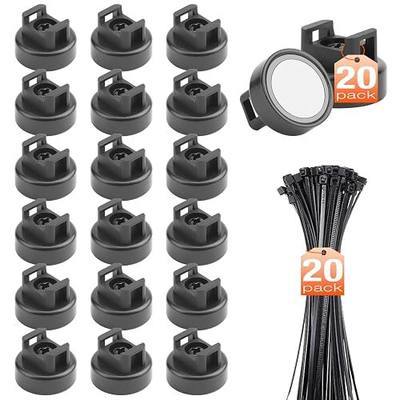 Magnetic Cable Holder, 20mm Zip Tie Mounts, Wire Holder, Cable Clips, Magnet Cable Tie Holders, Black Multipurpose Management, 20pcs Magnets With 20pcs Cable Zip Ties