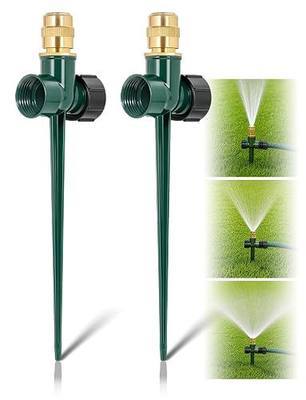 2 Pack Heavy-Duty Metal Lawn Sprinkler for Yard, 360° Irrigation Coverage with Adjustable Brass Nozzle & Rust-Resistant Spike Base, for Small/Medium Lawn, Grass, Garden, Flower Beds & Patio