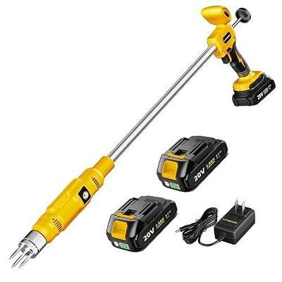 LITEKON Electric Cordless Weed Puller Tool, 20V Battery Powered Stand Up Weeder with 2.0Ah Battery & Fast Charger, Puller Tool with Long Handle, Crabgrass Piller& Dandelion Remover for Garden, Yellow