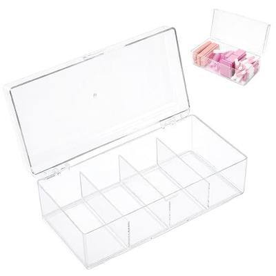 BQAN Clear Acrylic Nail Tool Box 4 Compartment Desktop Nail Organizer | With Lid | Sturdy & Durable Acrylic | For Nail Art Supplies, Makeup, Accessories Storage | Home & Salon Use