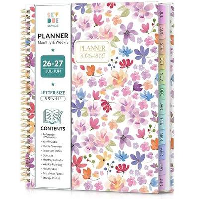 SKYDUE 2026-2027 Monthly and Weekly Academic Planner, July 2026-June 2027, 8.5"x11", Agenda Calendar with Colorful Tabs and Storage Pocket, Ideal for School Office Supplies
