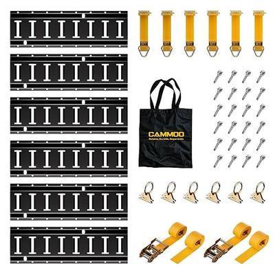 16IN E-Track Rail Kit with 6 Rails, 2200LBS Capacity | 44 Pcs Includes 6 Rails,2 Ratchet Straps,6 D-Rings,6 O-Rings,24 Screws & Storage Bag,for Cargo,Trailers,Trucks,Vans,Garage