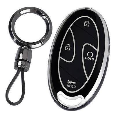 WJS Key Fob Cover, Car Key Case Shell Protector Compatible with 2023-2026 Hyundai Tucson Elantra Santa Fe Kona Sonata IONIQ 6 Grandeur GN7 (Black)
