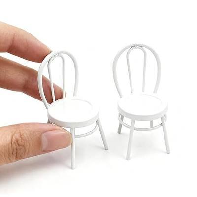 2Pcs Dollhouse Bistro Chairs 1:12 Scale Miniature Furniture Metal Dining Chairs Desktop Ornaments Cafe Scene Soldier Accessories Model Artificial Home Fairy Garden Building Scene