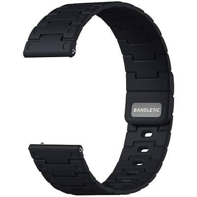 Bandletic Compatible with Garmin Watch Band - 22 mm Quick Release Watch Strap, Magnetic Smartwatch Bands Rugged Soft Adjustable Silicone Sport Watchband for Men Women, Black