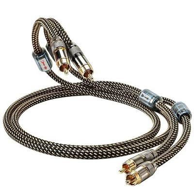 HiFi RCA Cables,Audiophile 5N OFC Nylon Braided RCA Audio Cable | Fully Shielded,24K 5μm Gold Plugs,Ferrite Core,Anti-Interference,For Home Stereo Car Audio Subwoofer Cables(59.06in/4.92ft)