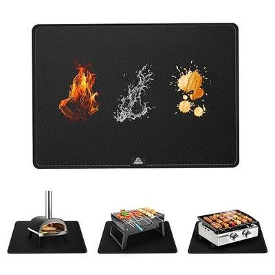 31 x 24 Inch Heat Resistant Mats for Countertop and Tabletop Grill | Fireproof Grill Mat for Outdoor Grill, fits Portable Charcoal Grills, Gas Grills, Pizza Ovens, fits Blackstone & Ninja, Black