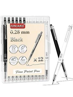 12pcs 0.28mm Fine Point Pen, Japanese Style Ultra Fine Point Black Gel Roller Pens Quick Dry Precise and Smooth Writing (12pcs mix 0.28 pens)