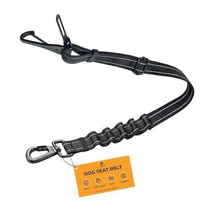 Dog Car Seat Belt, 3-in-1 Adjustable Dog Seatbelt for Car, Black | Escape Proof Pet Safety Belt with Shock Absorbing Bungee, Heavy Duty Nylon Dog Travel Harness for Small Medium Large Dogs