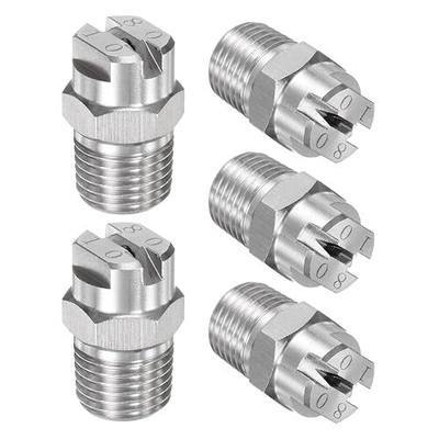 Stainless Steel Flat Fan Nozzle 5 Pack Flat Fan Spray Tip for Carpet Cleaning Wand Industrial Agricultural Landscaping Cleaning Applications Flat Fan Spray Tip(3/8 BSPT - 65°,hole diameter 3.6mm)