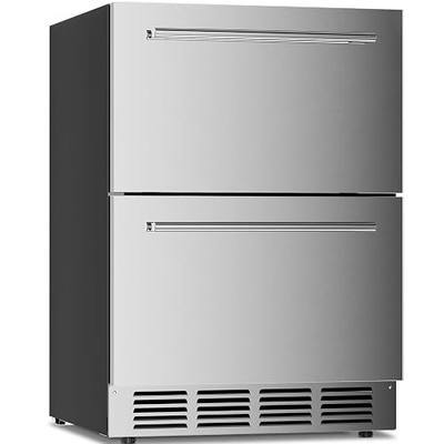 Antarctic Star Outdoor Beverage Refrigerator 24 Inch Wide,Stainless Steel Double Drawer Mini Fridge 145 Cans for Undercounter Built-in or Freestanding,Wine Cooler for Home & Patio,32-50°F,Silver