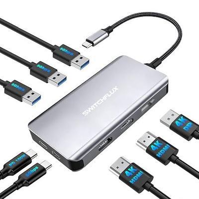 USB C Docking Station Dual Monitor,Laptop Docking Station 3 Monitors Triple 4K Display with 2 HDMI, DisplayPort,100W PD Charging,USB 3.0 Ports Multiport Adapter for Dell, HP, Lenovo,etc