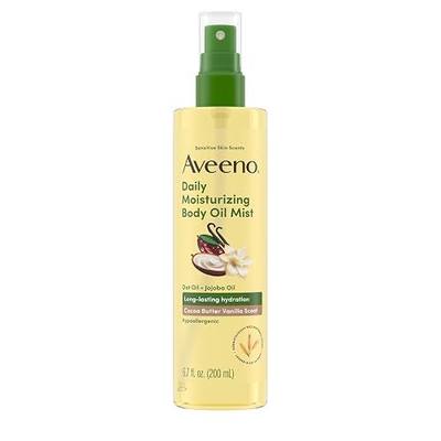 Aveeno Daily Moisturizing Body Oil Mist with A Cocoa Butter Vanilla Scent, Oat Oil, & Jojoba Oil, Lightweight Oil Provides Long Lasting Hydration, Hypoallergenic, 6.7 fl. oz