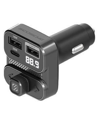 Scosche Bluetooth FM Transmitter for Car Radio, Bluetooth Adapter Car Charger with 36W USB-C Fast Charging + 18W Type-A Port for Wireless Music, Hands-Free Calls, Siri/Google Assistant and USB Drive