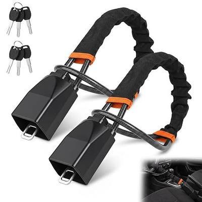 Car Steering Wheel Lock, 2PC Car Anti Theft Device, Seat Belt Lock | Thickened Steel Wire, Max 17” Locking Length, Easy Storage, 3 Keys per set, Fits Most Vehicles, Trucks, SUVs, Vans