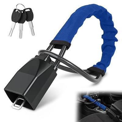 Car Steering Wheel Lock, 1PC Car Anti Theft Device, Seat Belt Lock | Thickened Steel Wire, Max 17” Locking Length, Easy Storage, 3 Keys per set, Fits Most Vehicles, Trucks, SUVs, Vans (Blue)