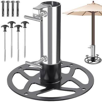 Heavy-Duty Patio Umbrella Stand Base for Up to 2" Poles | Outdoor Umbrella Holder with Ground Spike & Expansion Bolts for Grass or Concrete, Patio, Garden & Backyard