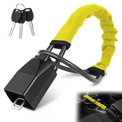 Car Steering Wheel Lock, 1PC Car Anti Theft Device, Seat Belt Lock | Thickened Steel Wire, Max 17” Locking Length, Easy Storage, 3 Keys, Fits Most Vehicles, Trucks, SUVs, Vans (Yellow)
