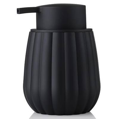 YAUKPH Matte Black Ribbed Pumpkin Shaped Soap Dispenser Refillable Rustproof Plastic Pump Bottle with Vertical Grooves for Bathroom & Kitchen Countertop Ideal for Hand Soap Dish Soap