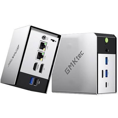 GMKtec M8 Mini PC, AMD Ryzen 5 PRO 6650H 6C/12T up to 4.5GHz, 16GB LPDDR5 6400MHz, 1T PCIe SSD, Radeon 660M, OCuLink, USB4, Dual 2.5G LAN, WiFi 6E, Triple Display, Silver