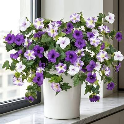 Artificial Flowers for Outdoors,UV Resistant Fake Flowers 6Pcs | Waterproof Fake Plants,Porch Decor,Patio Decoration,Garden Fence Decor,No Fade Silk Flower