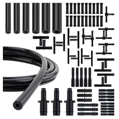 6PCS 5FT Vacuum Hoses Automotive Kit,1/8" 5/32" 3/16" 1/4" 5/16" 3/8" ID Vacuum Line Kit with 64PCS Connectors,Silicone Engine Automotive Vacuums Tubing Car Accessories
