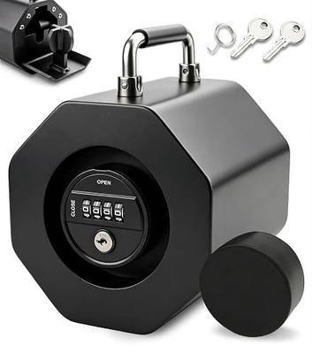 2 5/16" Anti-Theft Trailer Lock, 4-Digit Combination Trailer Hitch Lock with Handle & Keys, Heavy Duty Anti-Theft Steel Coupler Lock for Trailers RV, Boat, Camper