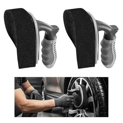 2 PCS Car Tire Shine Applicator, High-Density Sponge Tyre Dressing Applicator Pad with Curved Handle, Reusable Wheel Polishing Brush Auto Detailing Foam for Applying Tire Shine