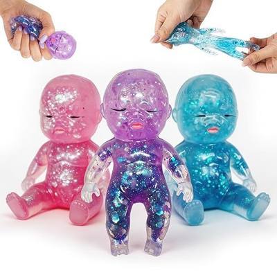 3Pcs Squishy Glitter Slow Rising,2026 New Soft Foam Stress Relief Squeeze,Suitable for Relieving Stress, Soft Cute Squeeze, Desk Decor & Gift (Pink + Blue + Purple)
