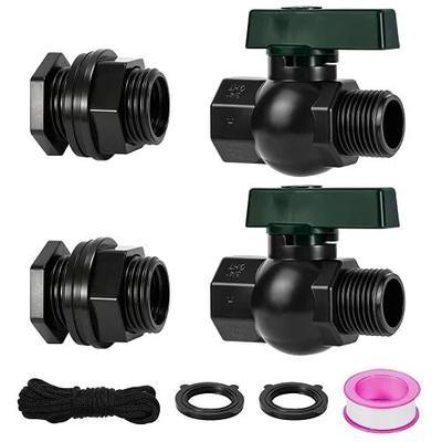 Rain Barrel Spigot Kit 3/4" GHT Garden Diverter with Bulkhead Fittings Garden Hose Faucet Thread Ball Valve for Water Adapter Tanks, Aquariums Rain Barrel Diverter Kit (2 Pack)