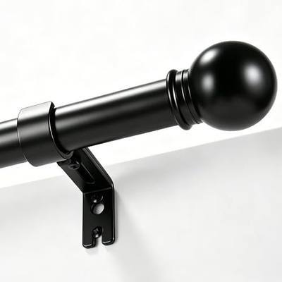 Curtain Rods for Windows 32-60 Inch,1 Inch Adjustable Heavy Duty | Black Decorative Short Window Treatment Rods, Telescopic Splicing Metal Drapery Pole,Easy Installation