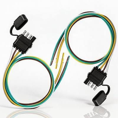 2 Pack 4 Pin Trailer Connector with 25 Inch 16 AWG Copper Wiring Harness, 4 Pin Trailer Light Plug,Replacement Part for 4 Way Flat Trailer Connector(Trailer Side),with Dust and Water-Resistant Cover