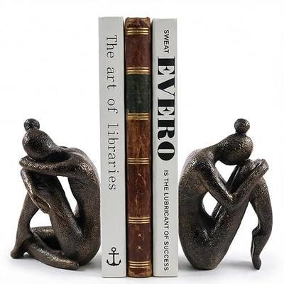 Decorative Bookends, Decorative Books, Thinker Girl Book Ends for Shelves, Resin Book Ends for Heavy Books, It can Also as a Aesthetic Decor for Study, Office, Living Room or Bookshelf