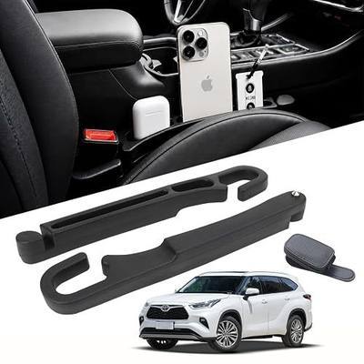 2 PCS Car Seat Gap Filler Compatible with Toyota RAV4, Highlander, Grand Highlander, 4Runner & Sequoia Accessories, Seat Gap Organizer with Emergency Glass Breaker & 1 Sunglasses Holder, Black