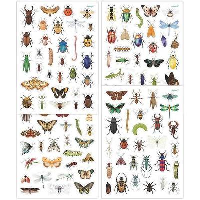 Aowplc Realistic Bug Stickers – 32 Sheets, 976 Pcs Vinyl Insect Stickers for Nature Crafts, Classroom Rewards & Party Favors