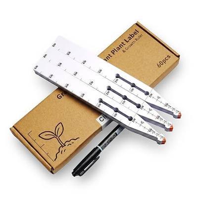 Plant Labels with Measurement Scale, Waterproof Plastic Garden Tags, Reusable Nursery Markers for Indoor Outdoor, Gardening Gifts 60Pcs (Classic)