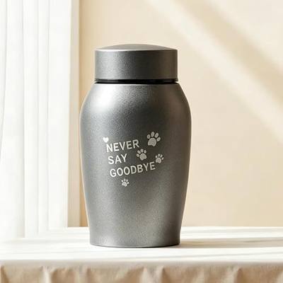 Stainless Steel Pet Urn for Ashes,Elegant Vase Keepsake for Dog & Cat Ashes | Potshlinr Small Pet Urn for Eternal Companionship,Commemorative Urn for Pet Ashes (Grey, Small)