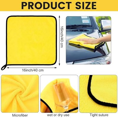 Tallew 60 Pcs Microfiber Towels: 16"x16" Microfiber Drying Towels Bulk Micro Fiber Car Cleaning Cloth for Cars Drying Washing Polishing Cleaning Household Supplies (Black,Yellow)