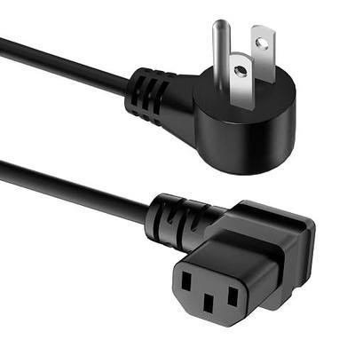 3 Prong AC Power Cord 2FT, 90 Angled Plug Replacement Cable, NEMA 5-15P to C13, Compatible with TV, Desktop, Computer, Radio, Monitor, Printer, HP, Samsung, Dell, Asus, ETL 18AWG 125V 10A- Bend Right